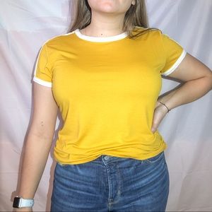 Yellow Shoulder Striped Tee